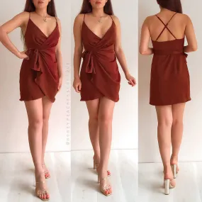 Promise Mini Wrap Dress - Chocolate