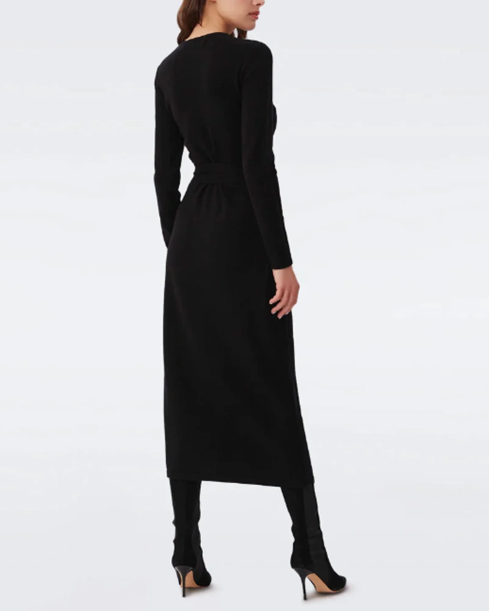 "Astrid" Wool-Cashmere Sweater Wrap Dress