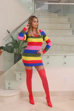 Rainbow Oversized Sweater Dress