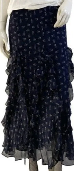 Ralph Lauren Skirt Navy Beige Patterns Size M  SKU 000207-6