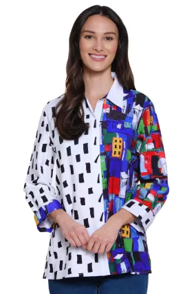 Reversible Knit Pop Over Tunic - City Print