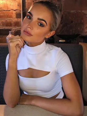 Round Collar Hollowed Short Sleeve T-shirt