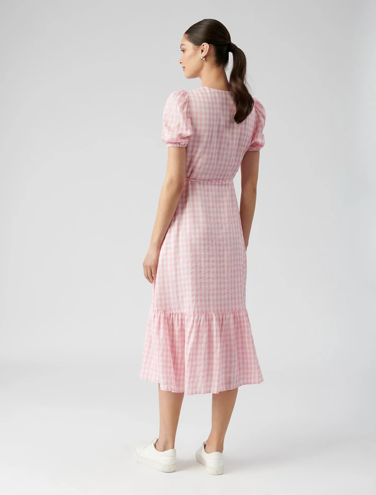 Samara Wrap Check Midi Dress