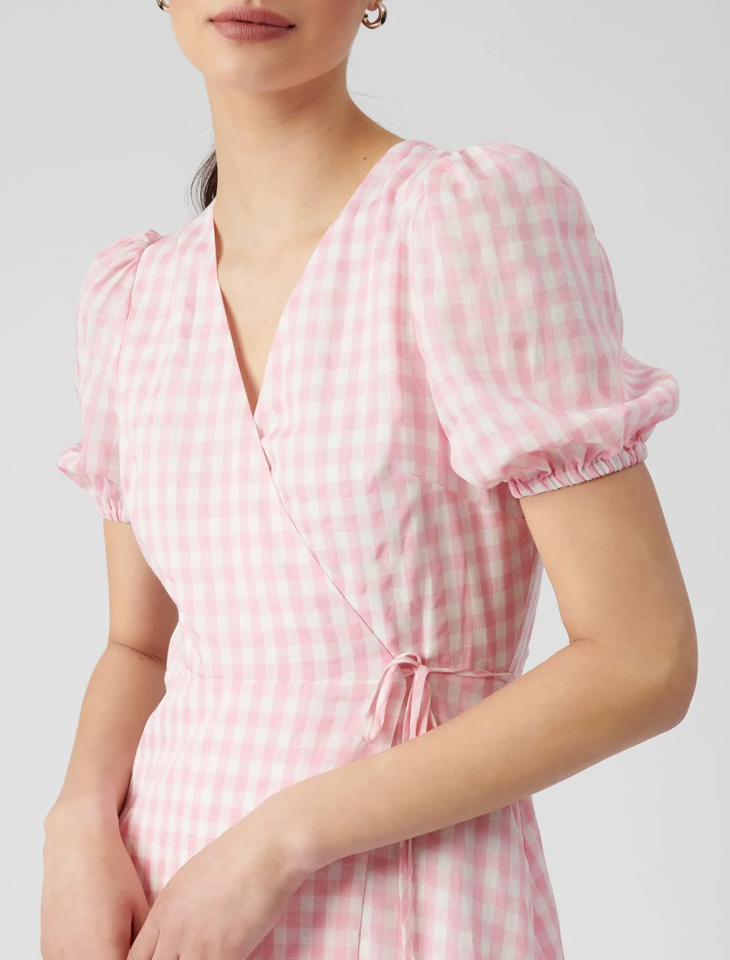 Samara Wrap Check Midi Dress