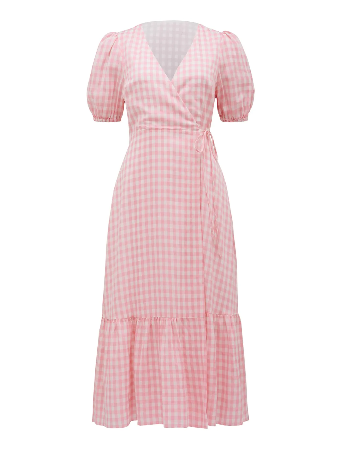 Samara Wrap Check Midi Dress