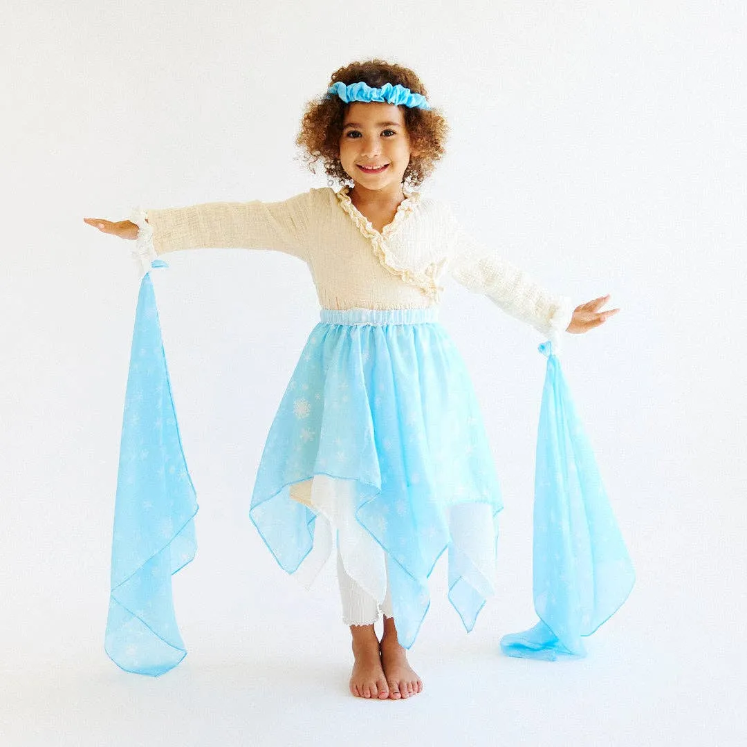 Sarah’s Silks - Snow Fairy Princess Set with Skirt, Garland, & Wrist Streamers