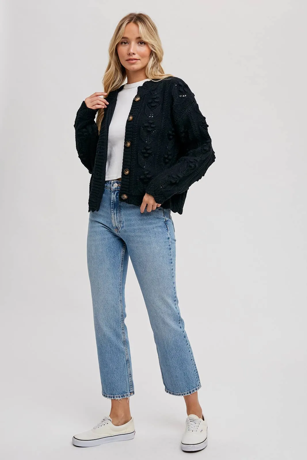 SCALLOP HEM KNIT CARDIGAN