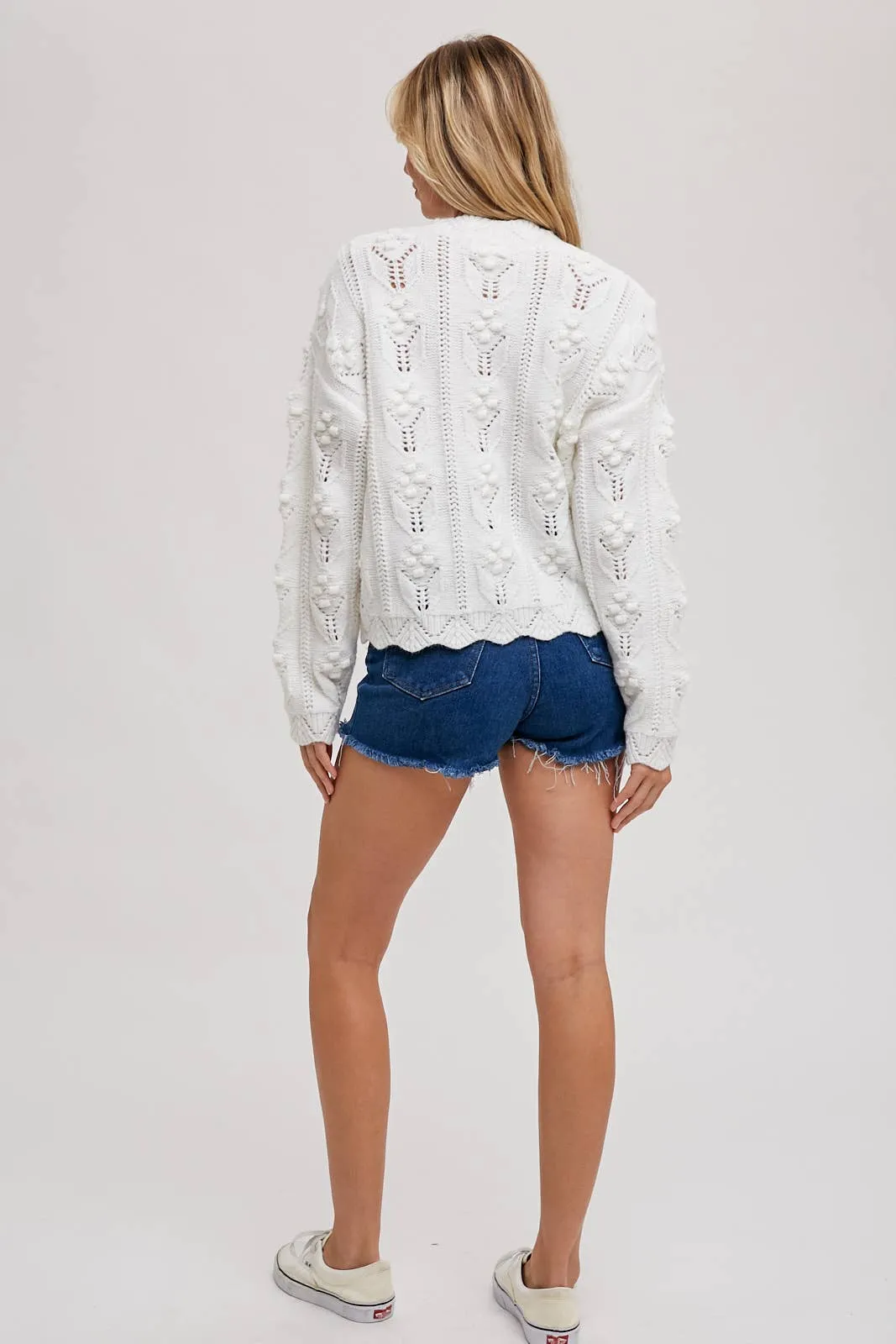 SCALLOP HEM KNIT CARDIGAN