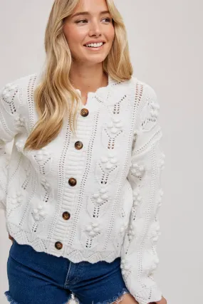 SCALLOP HEM KNIT CARDIGAN