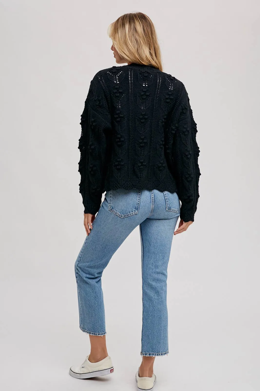 SCALLOP HEM KNIT CARDIGAN