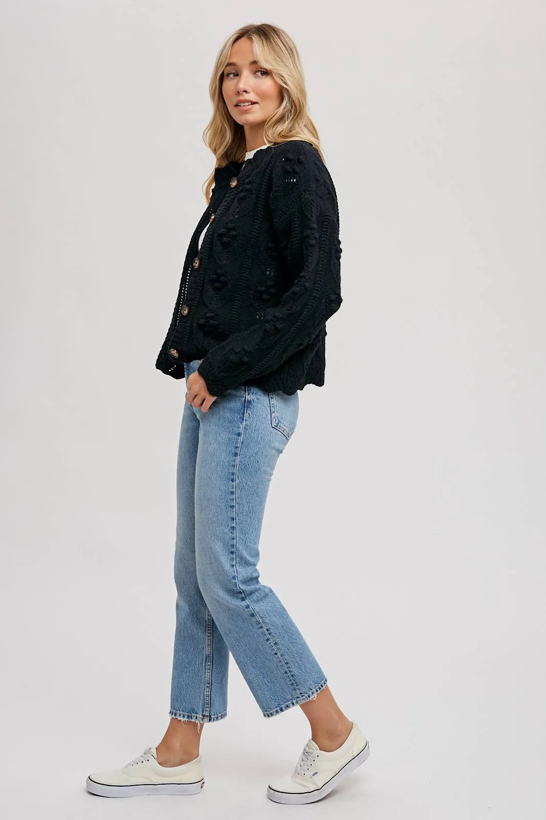 SCALLOP HEM KNIT CARDIGAN