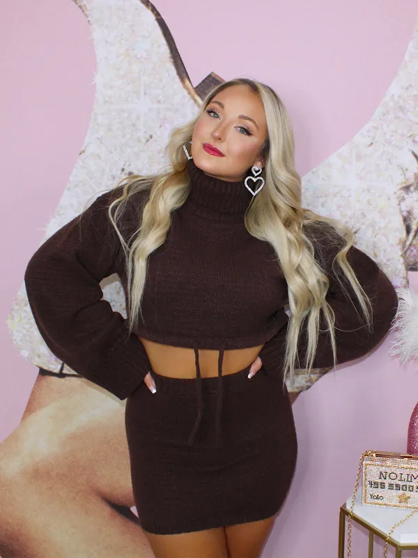 She's Groovy Two Piece Sweater Set, Brown