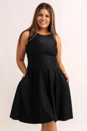 Silky Reversible Comfort Crop Midi Dress W/Pockets - Black Exotic Touch Jag