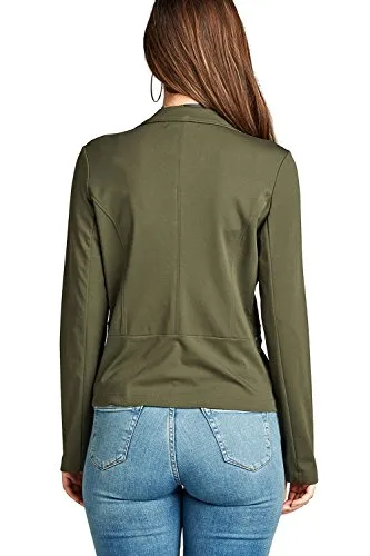 Single button long sleeve ponte Blazer with front zipper detail