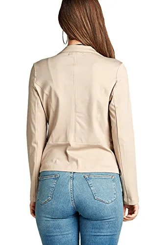 Single button long sleeve ponte Blazer with front zipper detail
