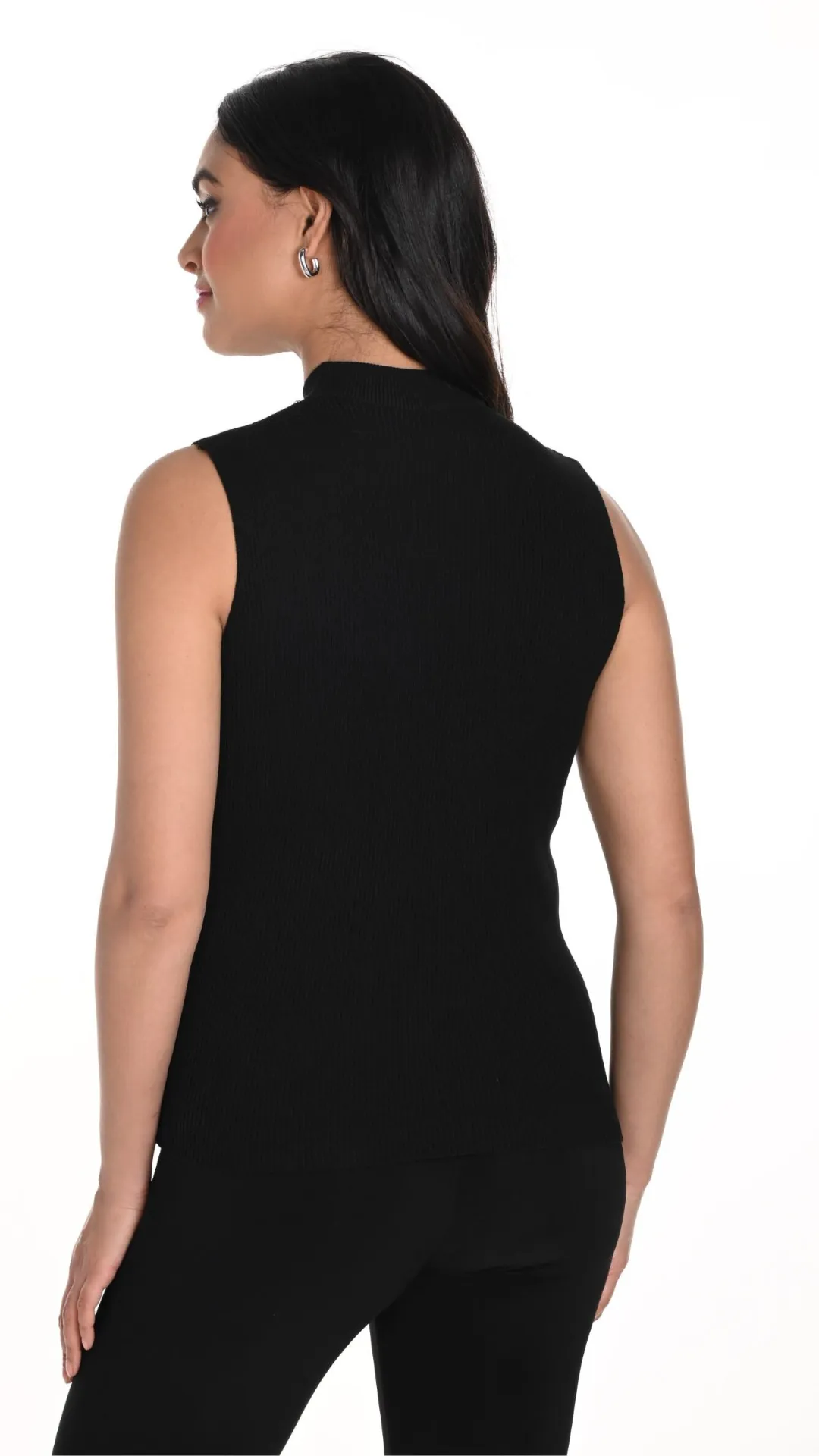 Sleeveless Mock Neck Gem Knit Top. Style FL243461U