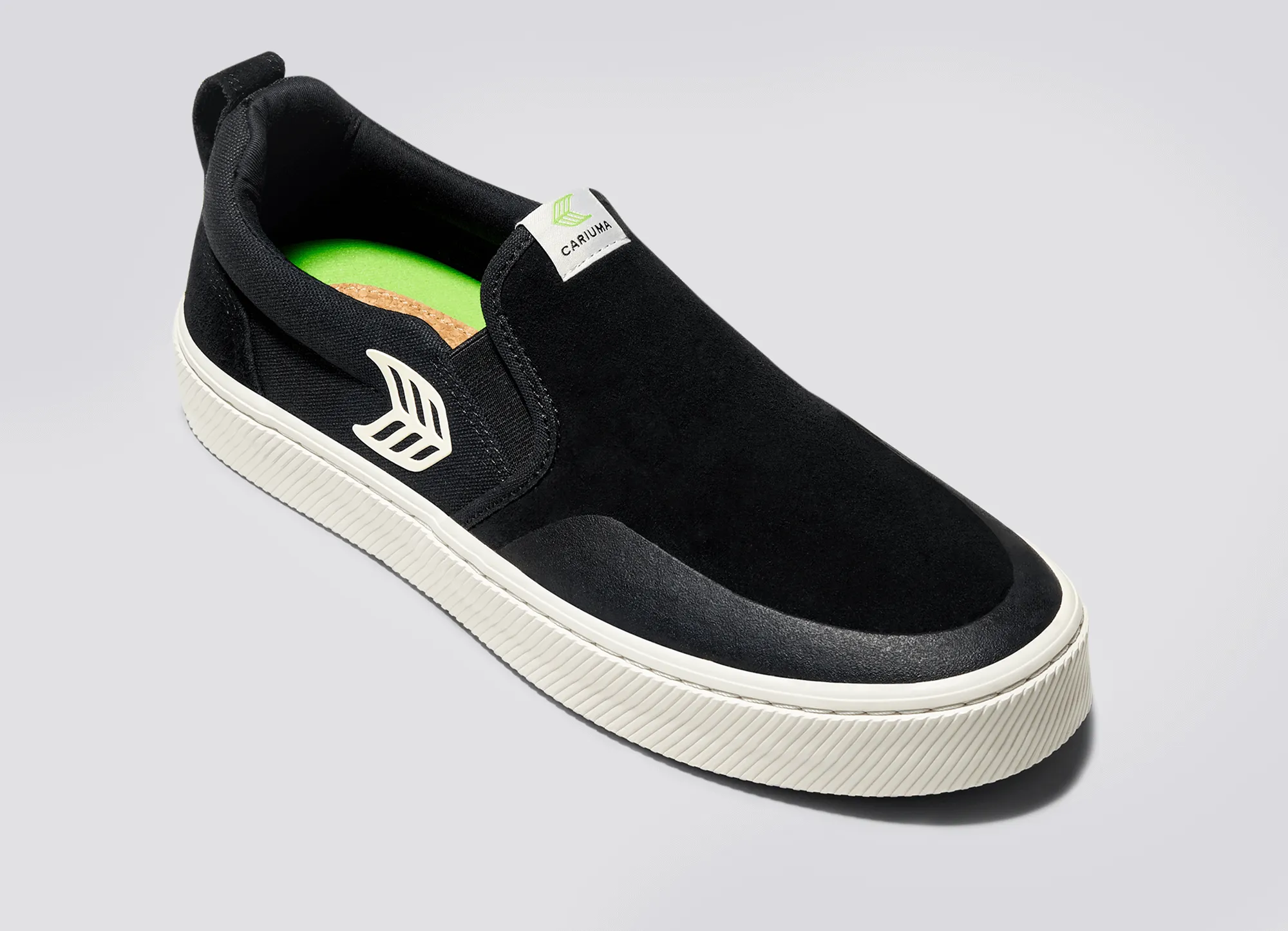 SLIP-ON PRO Black Suede and Canvas Ivory Logo Sneaker Men