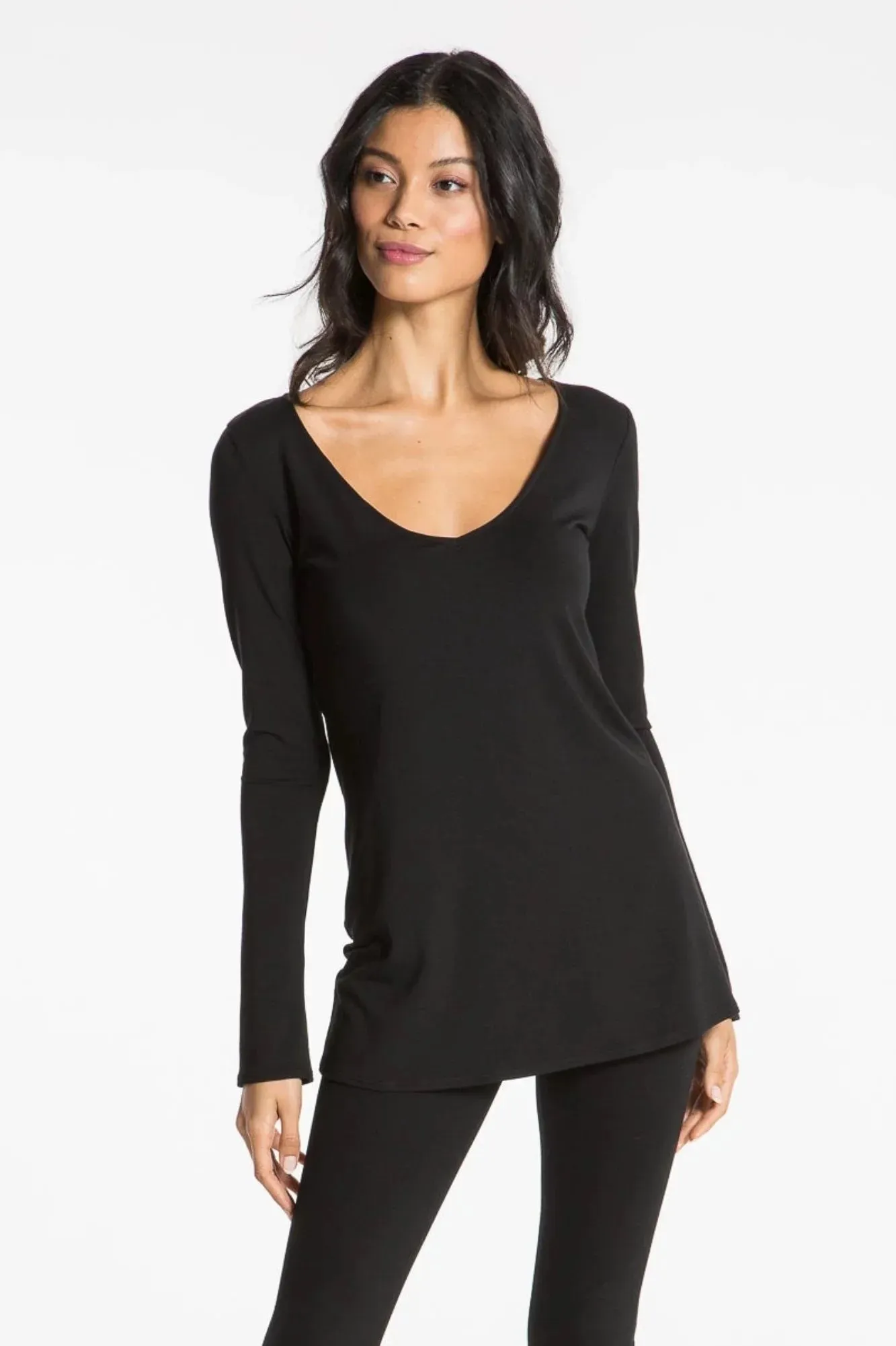 SONJA LONG SLEEVE TUNIC TEE (BLACK)