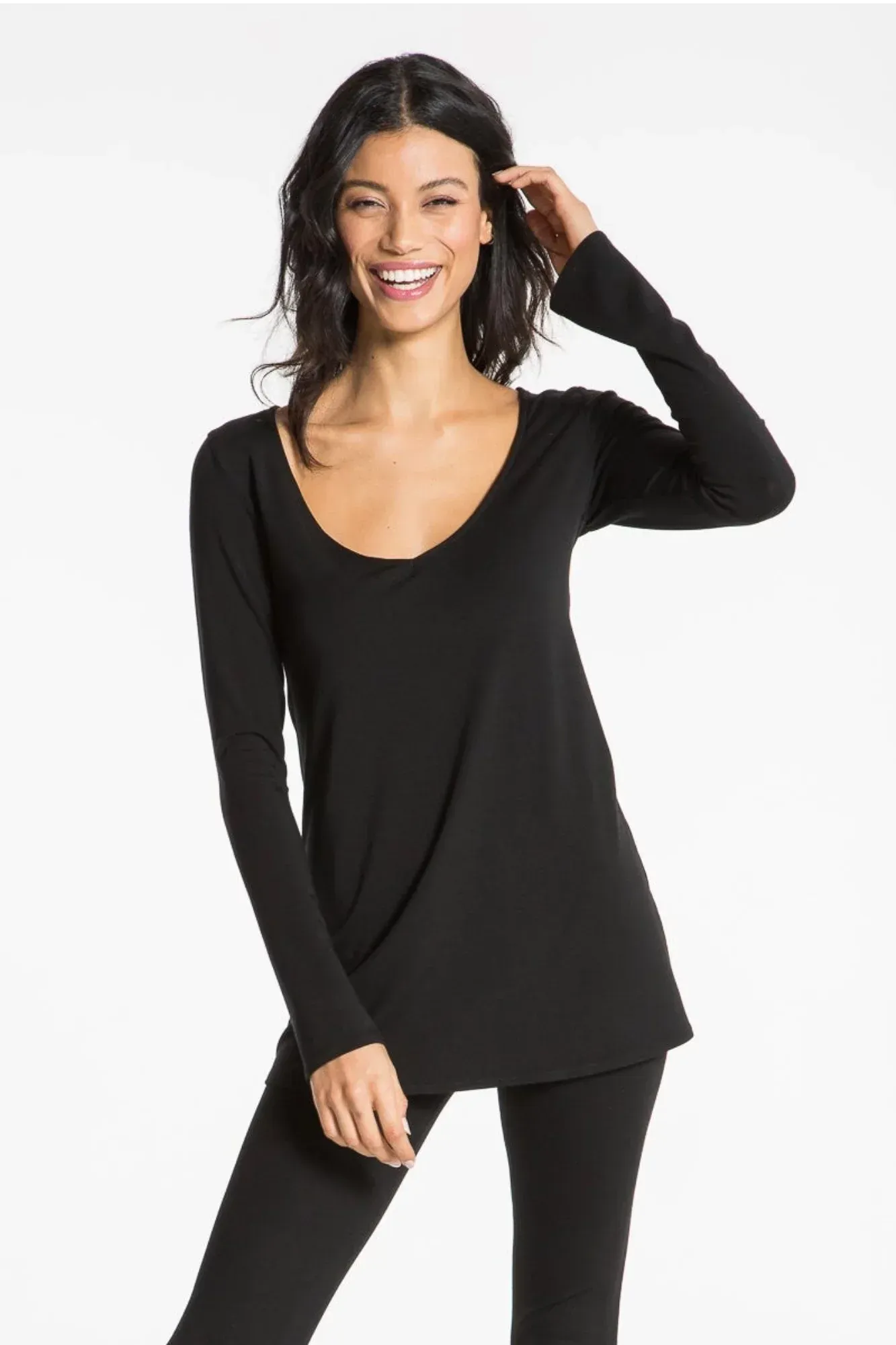 SONJA LONG SLEEVE TUNIC TEE (BLACK)