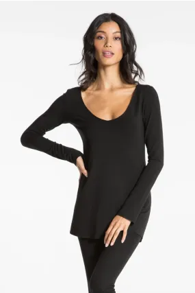 SONJA LONG SLEEVE TUNIC TEE (BLACK)