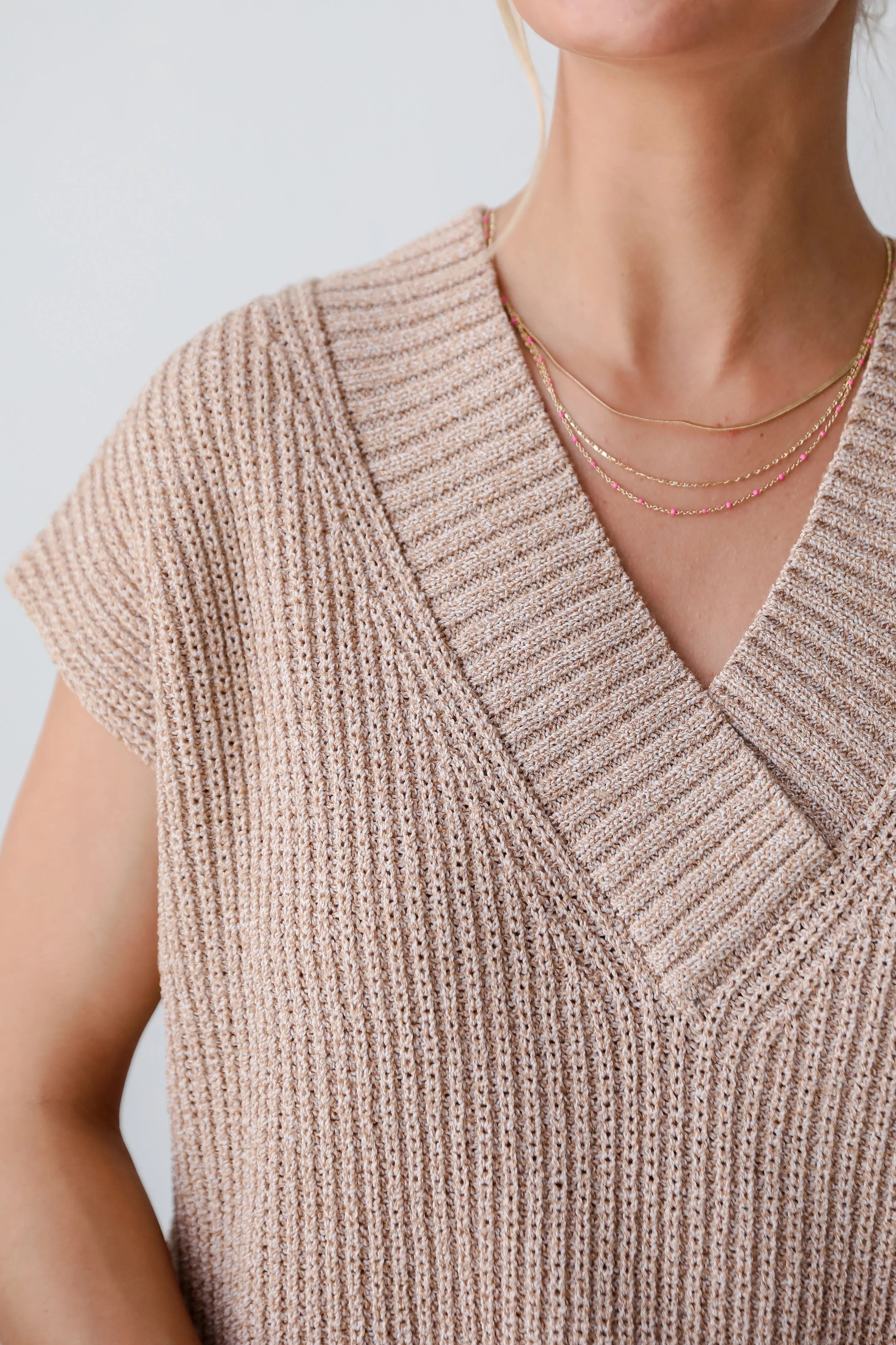 Staycation Sweetie Taupe Sweater Top