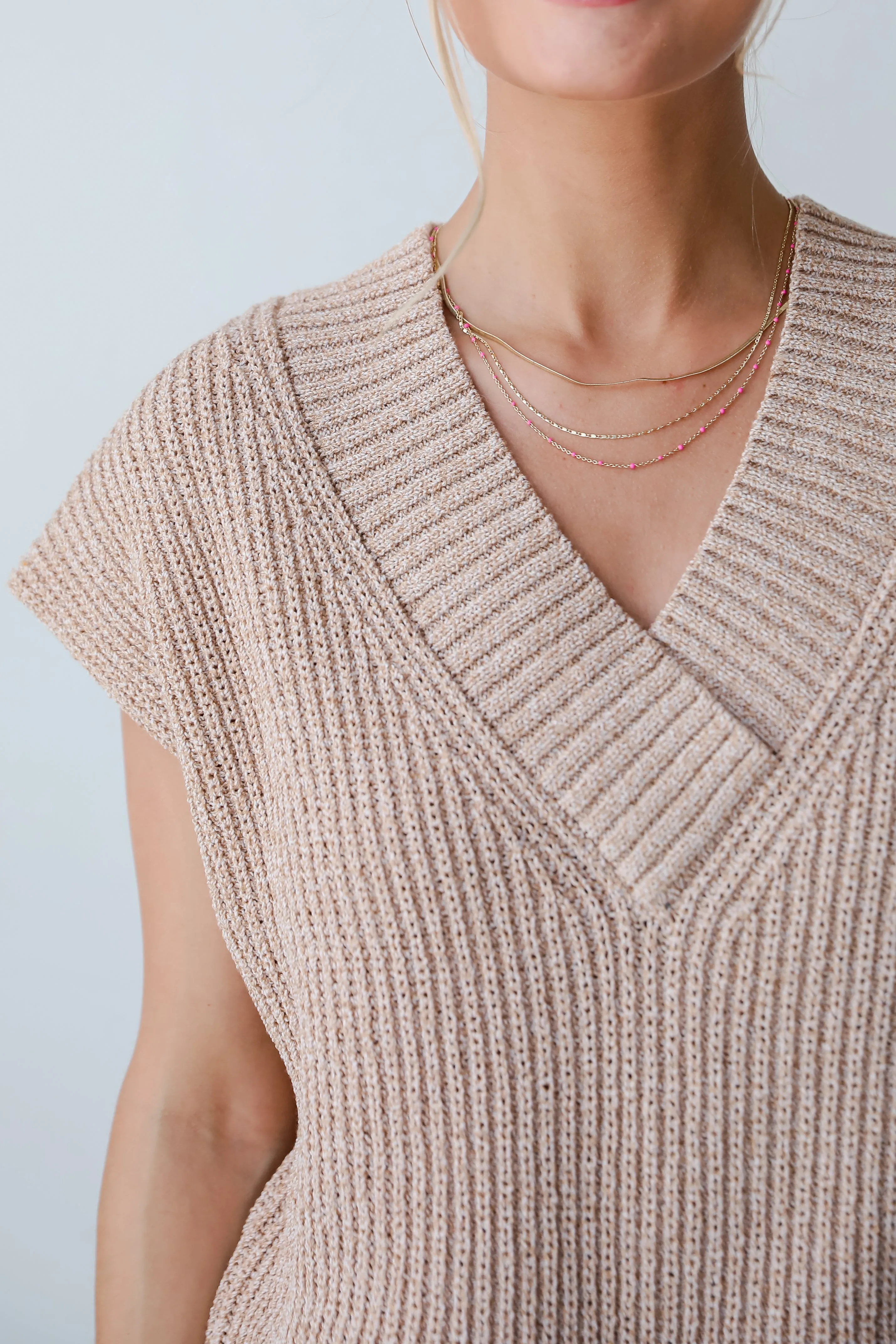 Staycation Sweetie Taupe Sweater Top