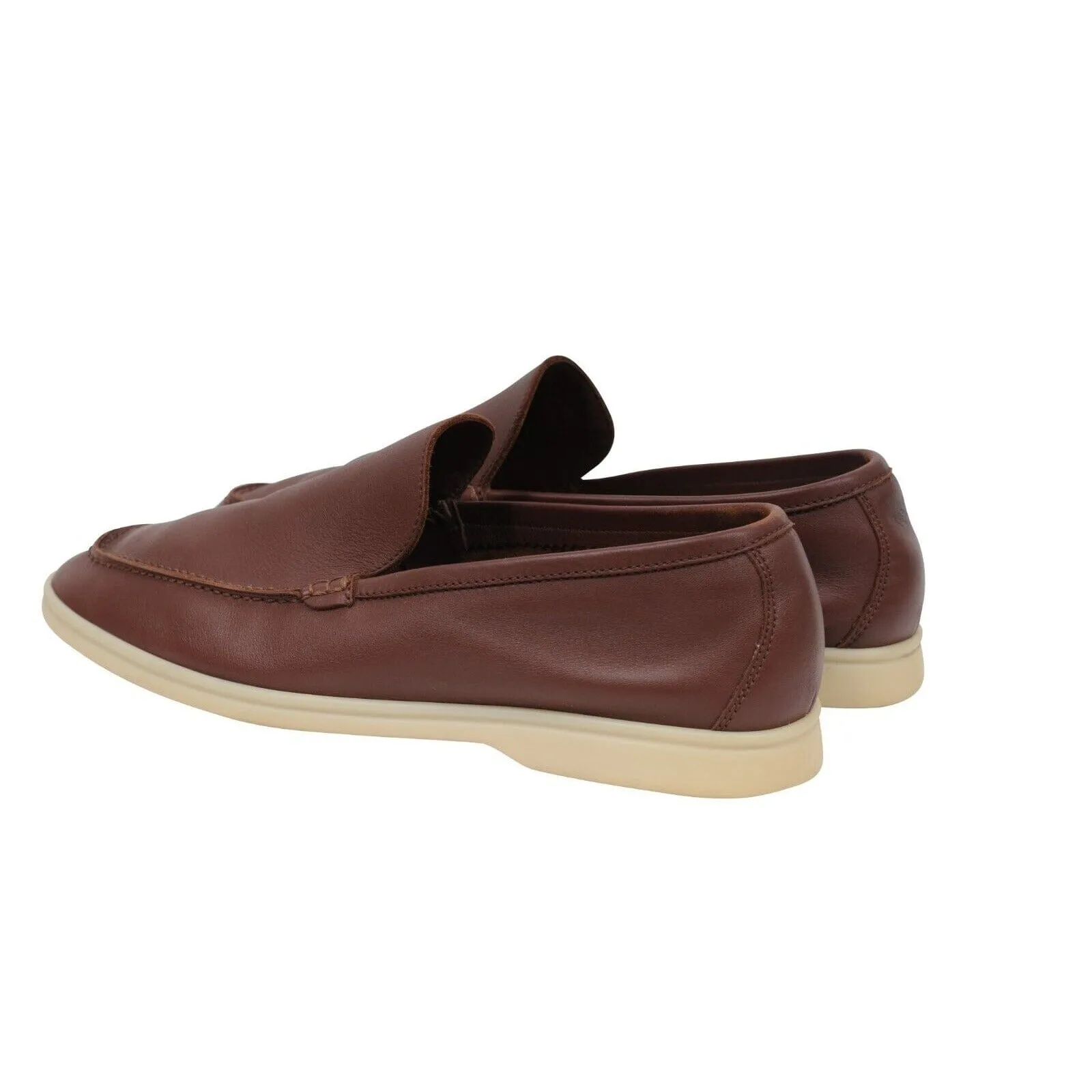 Summer Walk Light Brown Leather Slip On Loafer