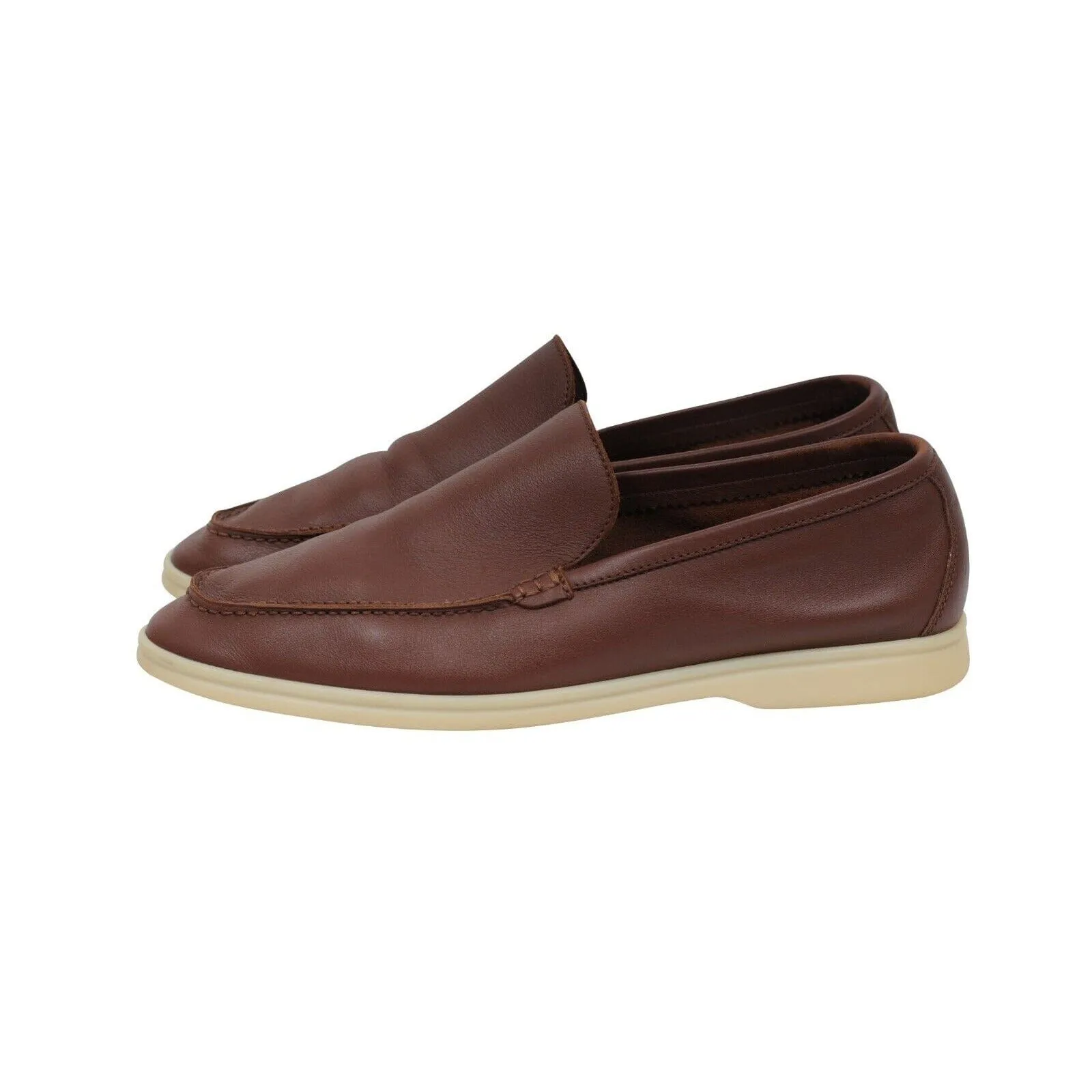 Summer Walk Light Brown Leather Slip On Loafer