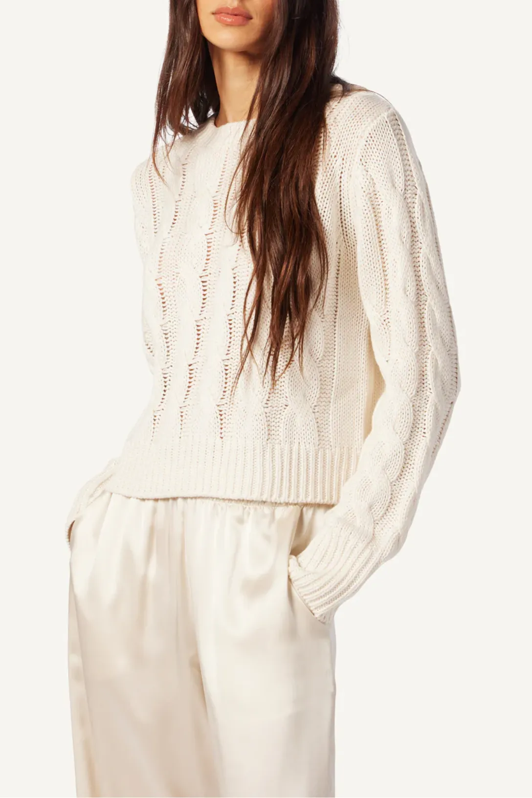 Sydney Cable Knit Sweater | Gardenia
