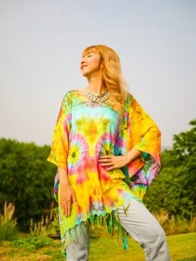 T0818- Hand Dyed Tunic Boho Kaftan Blouse Hippie Oversize Tops