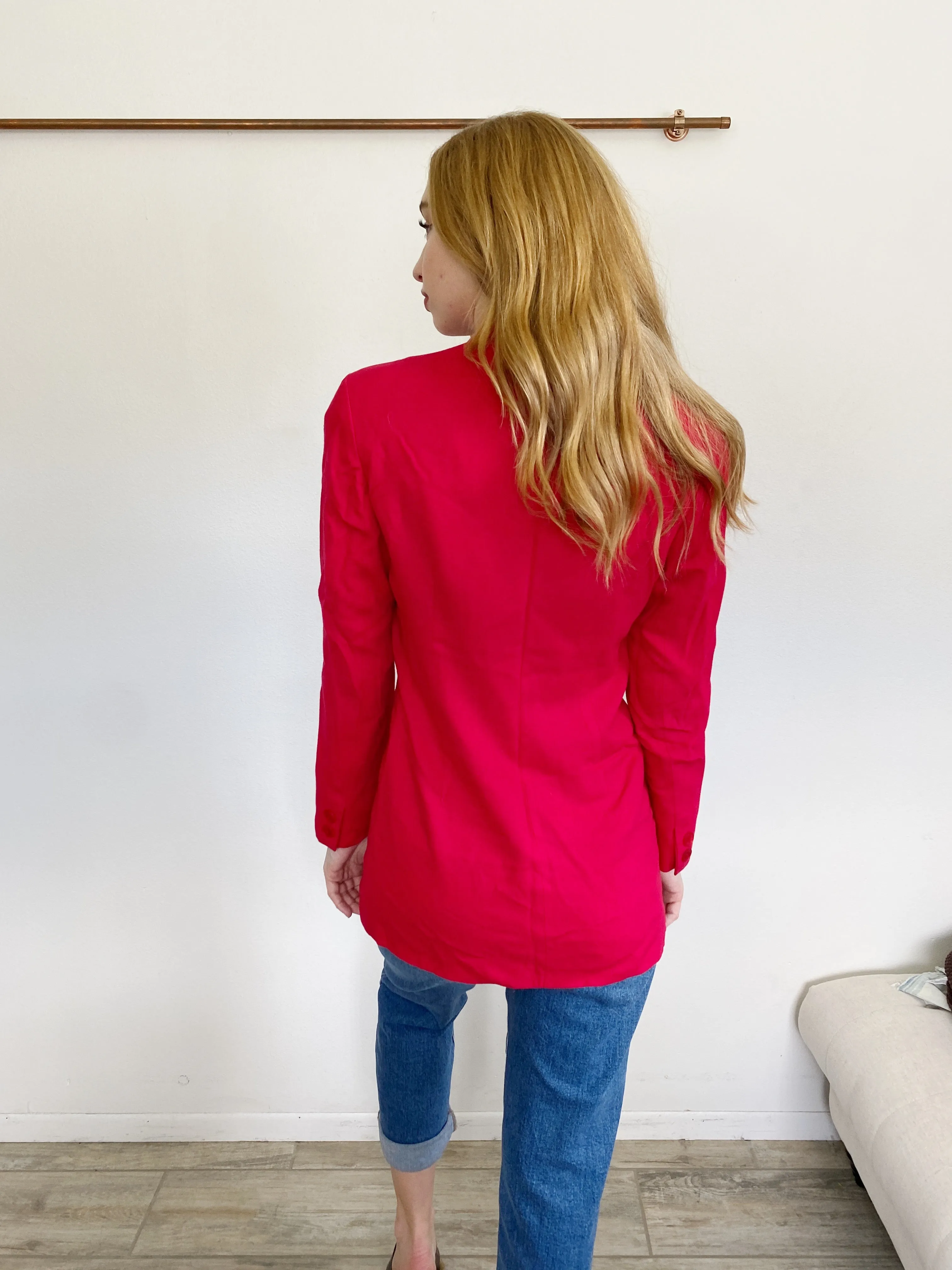 THE LIMITED Red Boyfriend Wool Blazer Suit Jacket Small