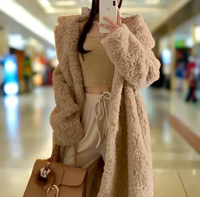 Thick Fluffy Faux Fur Long Coat