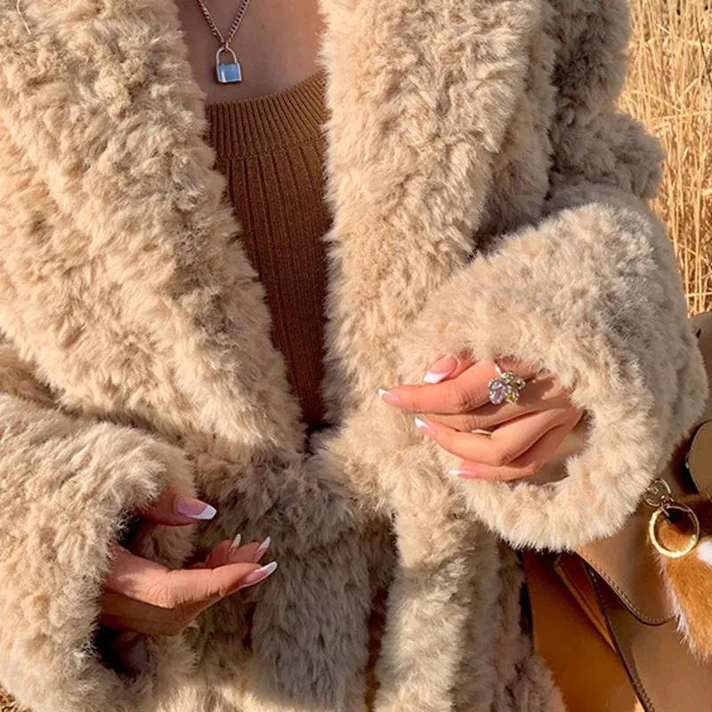Thick Fluffy Faux Fur Long Coat