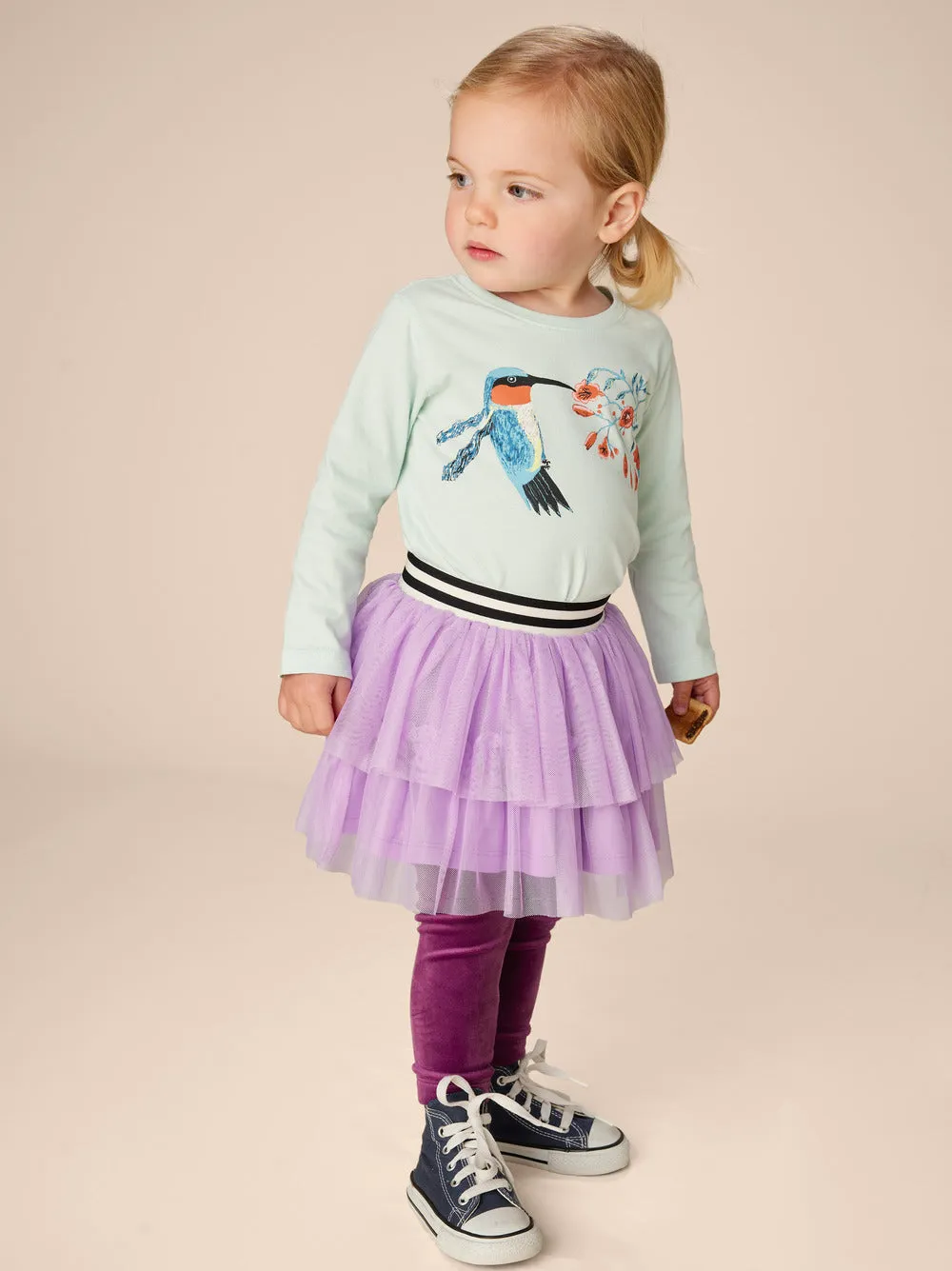Tiered Tulle Skirt in Sheer Lilac