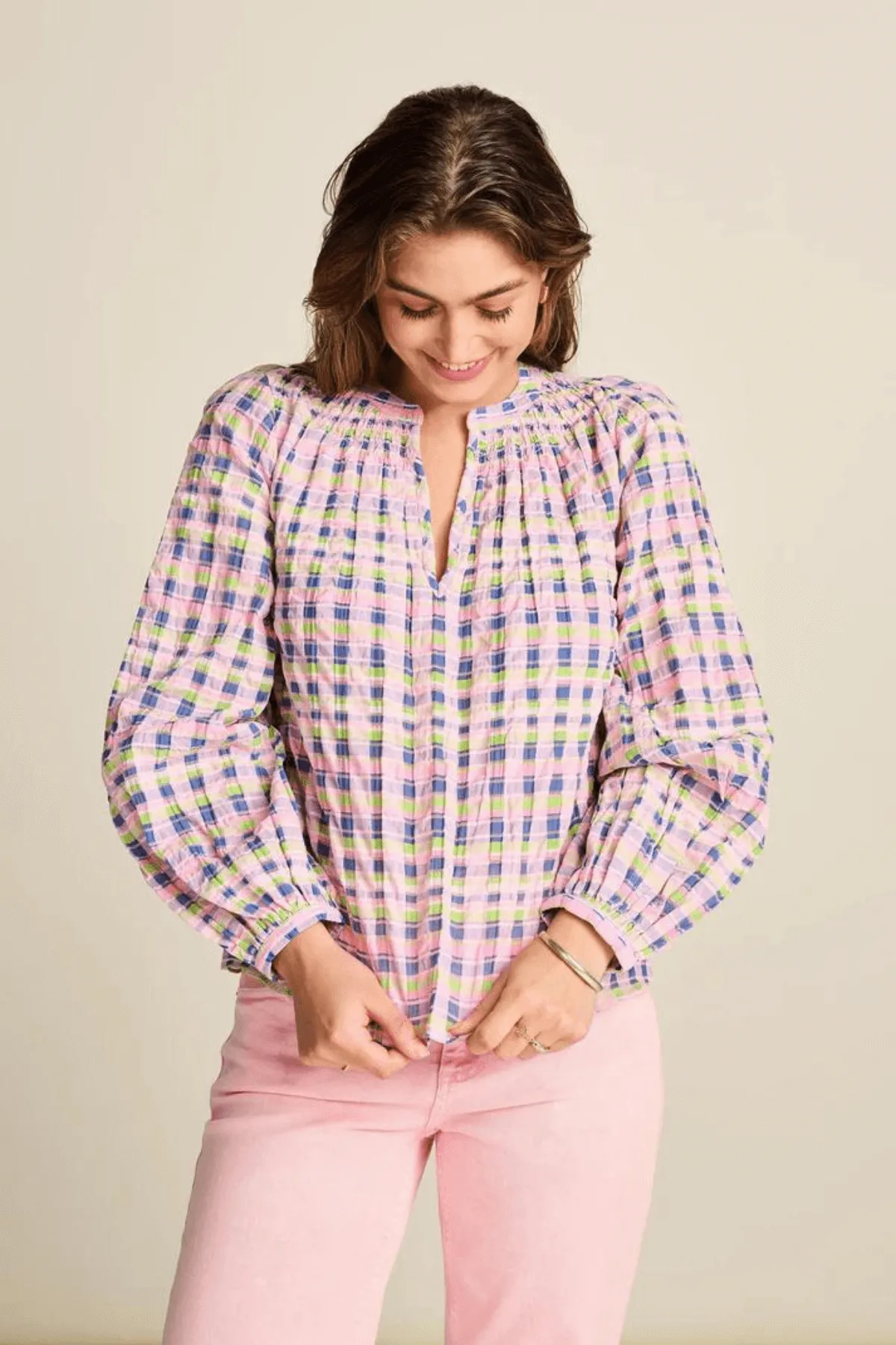 TOP CHECKS PINK
