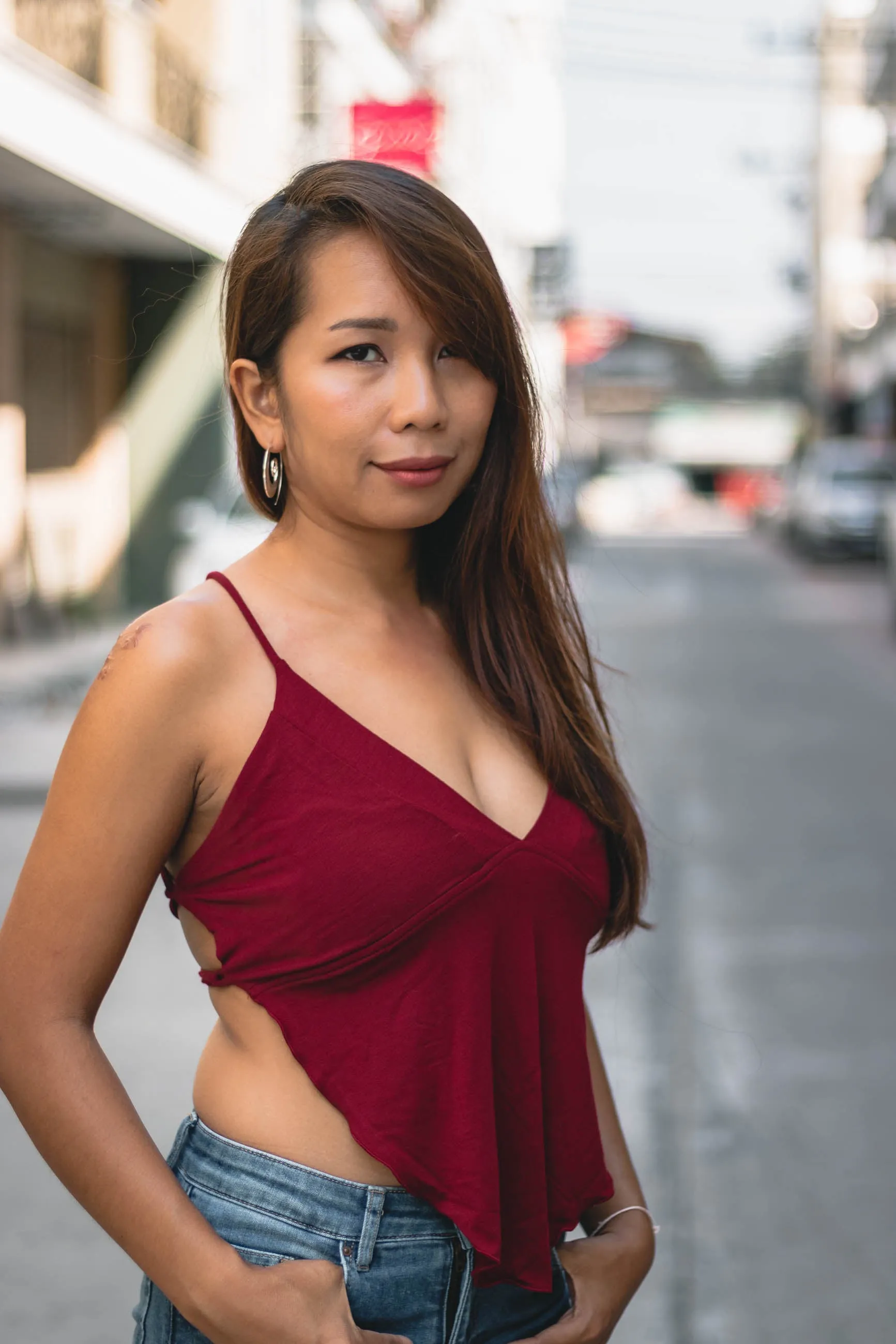 Triangle Crop Top Cami Red