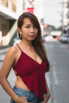 Triangle Crop Top Cami Red