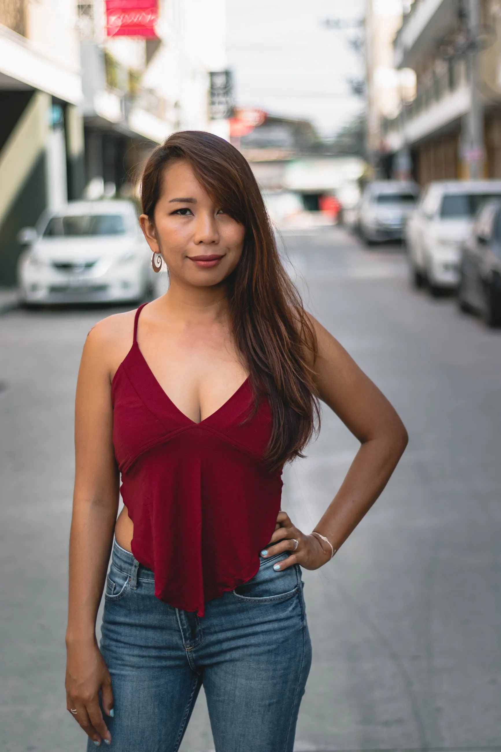 Triangle Crop Top Cami Red