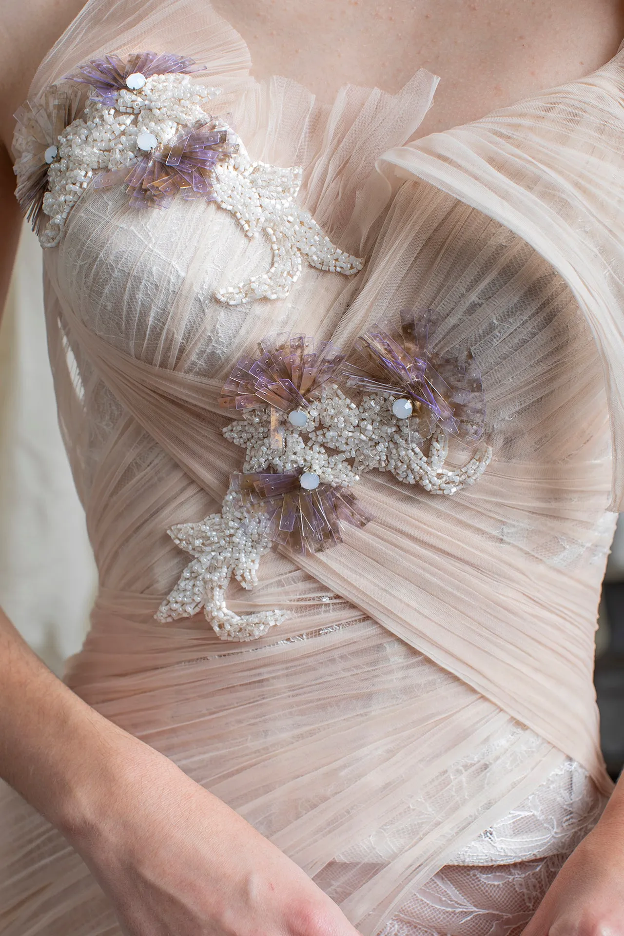 Tulle One-Shoulder Dress with Ruffles