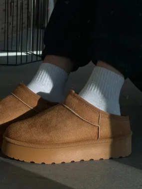 Ultra Mini Platform Sherpa Slipper Shoe | Tan