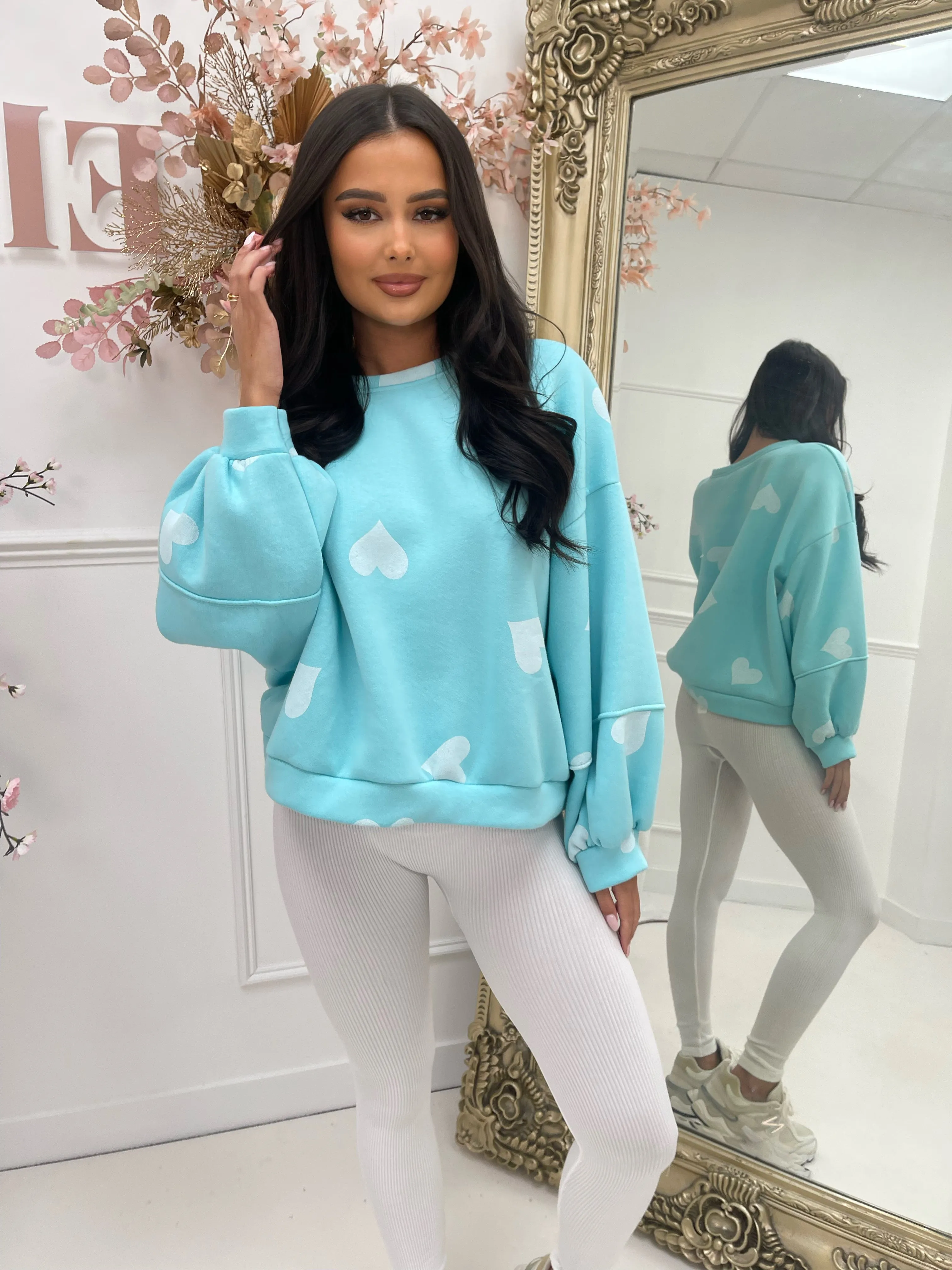 Valentine Aqua Heart Sweatshirt