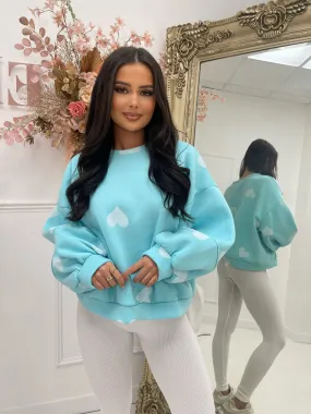 Valentine Aqua Heart Sweatshirt