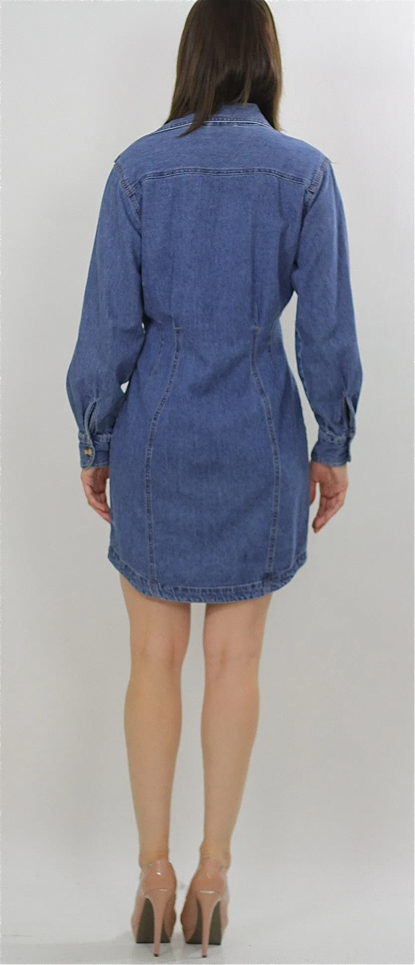 Vintage 90s Grunge Bill Blass Blue denim mini  dress