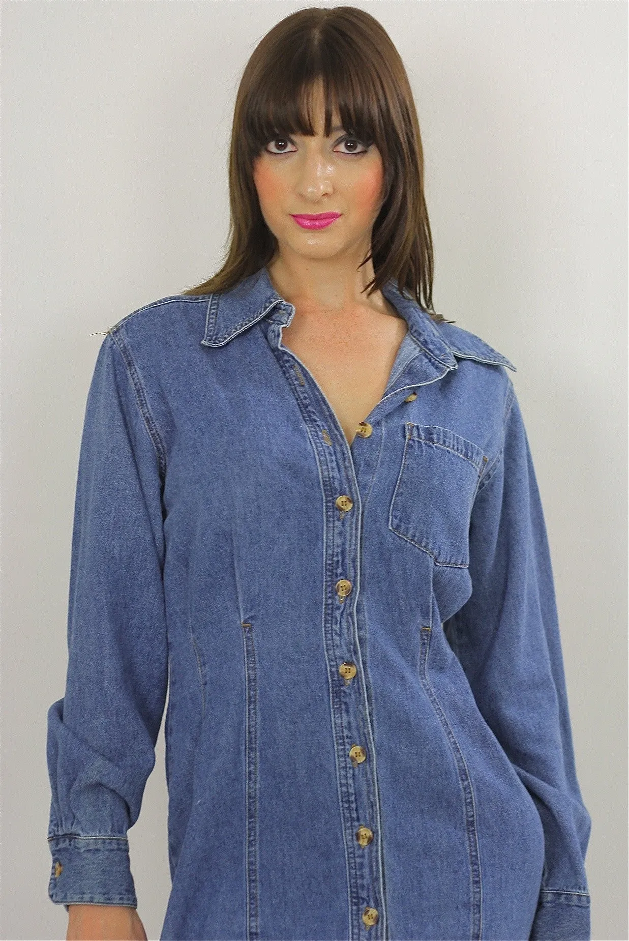 Vintage 90s Grunge Bill Blass Blue denim mini  dress