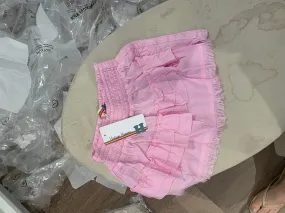 Vintage Havana Layered Raw Edge Skirt in Pink