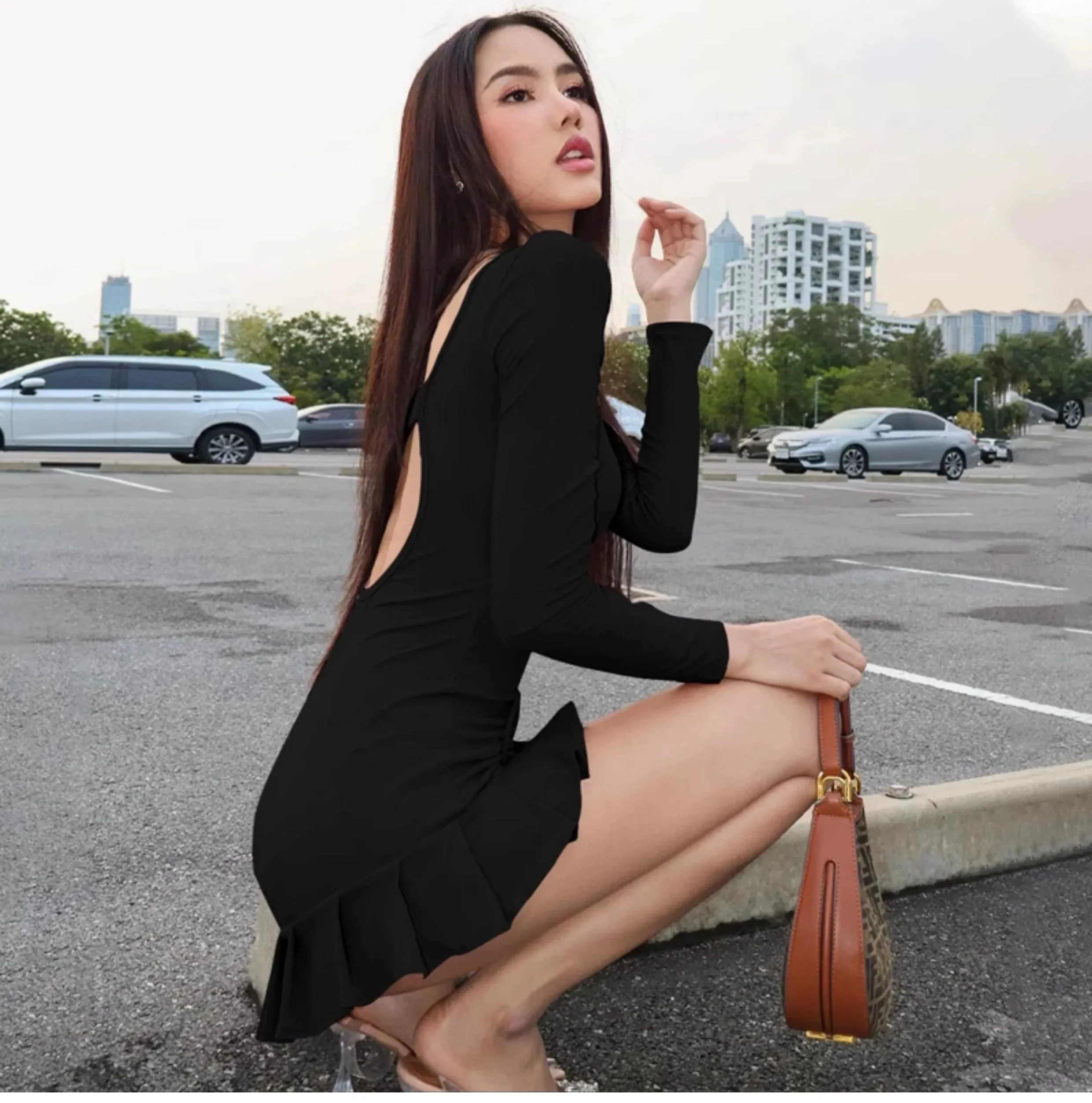 Vvsha Greer Long Sleeve Ruffle Mini Dress