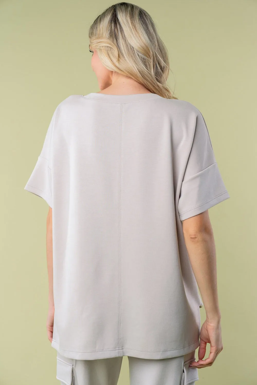 White Birch Half Sleeve Knit Top With Pocket