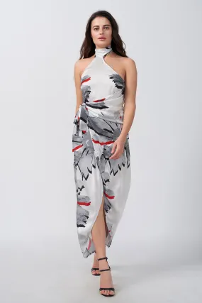 White Floral Printed Wrap Dress