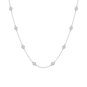 White Gold Lab Grown Station Necklace