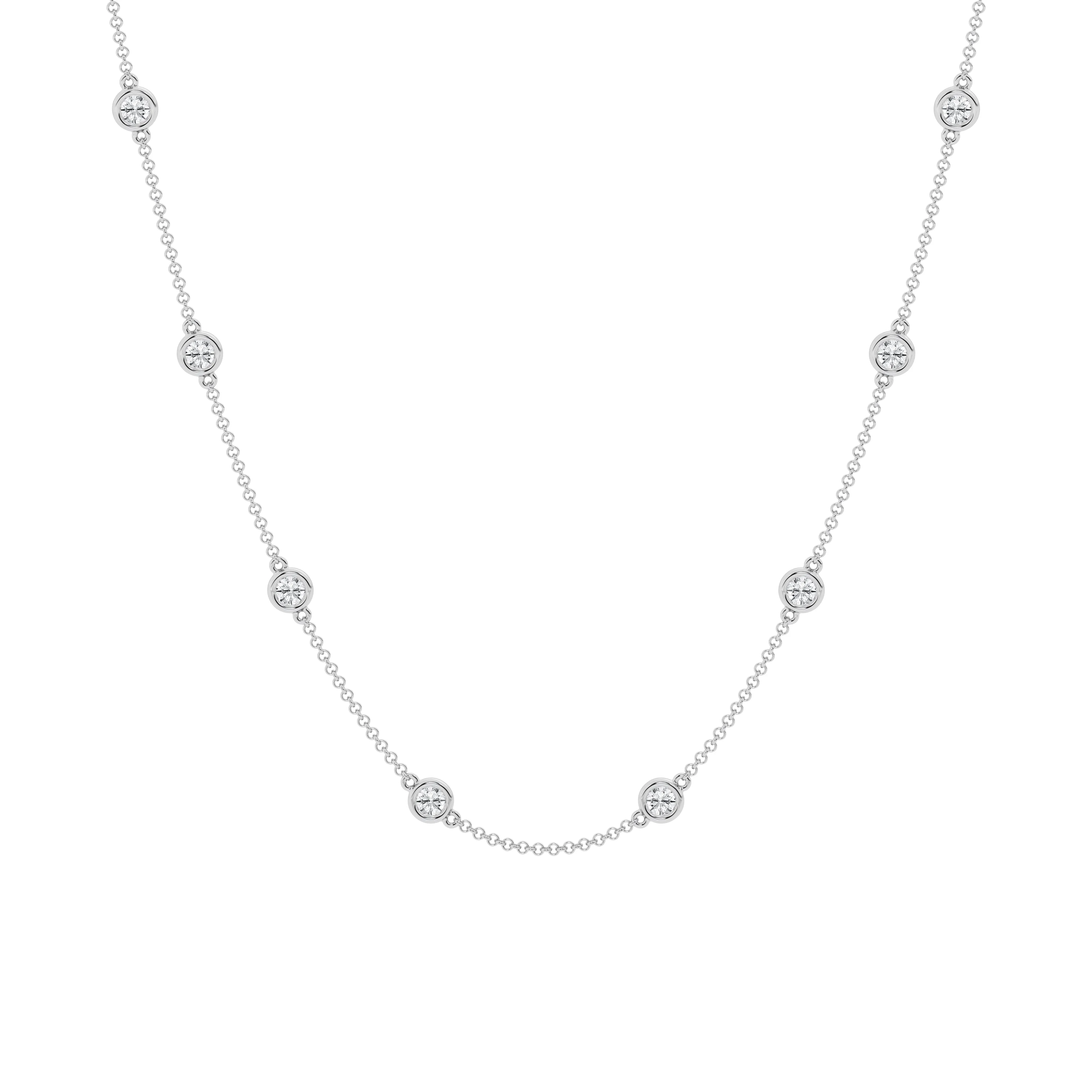 White Gold Lab Grown Station Necklace